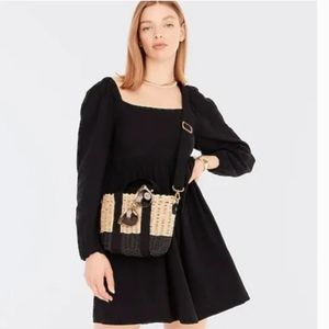 J. Crew Women's Squareneck Soft Gauze Black Long Sleeve Dress Size M Classic